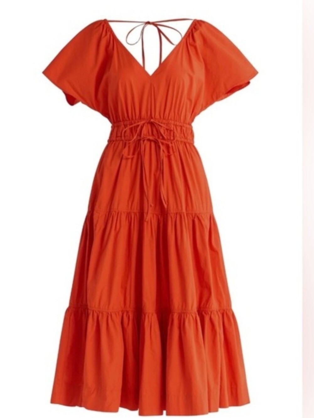 Free Assembly-100% cotton-Maxi Tiered Dress-Orange/Red-Size Medium - Picture 5 of 7